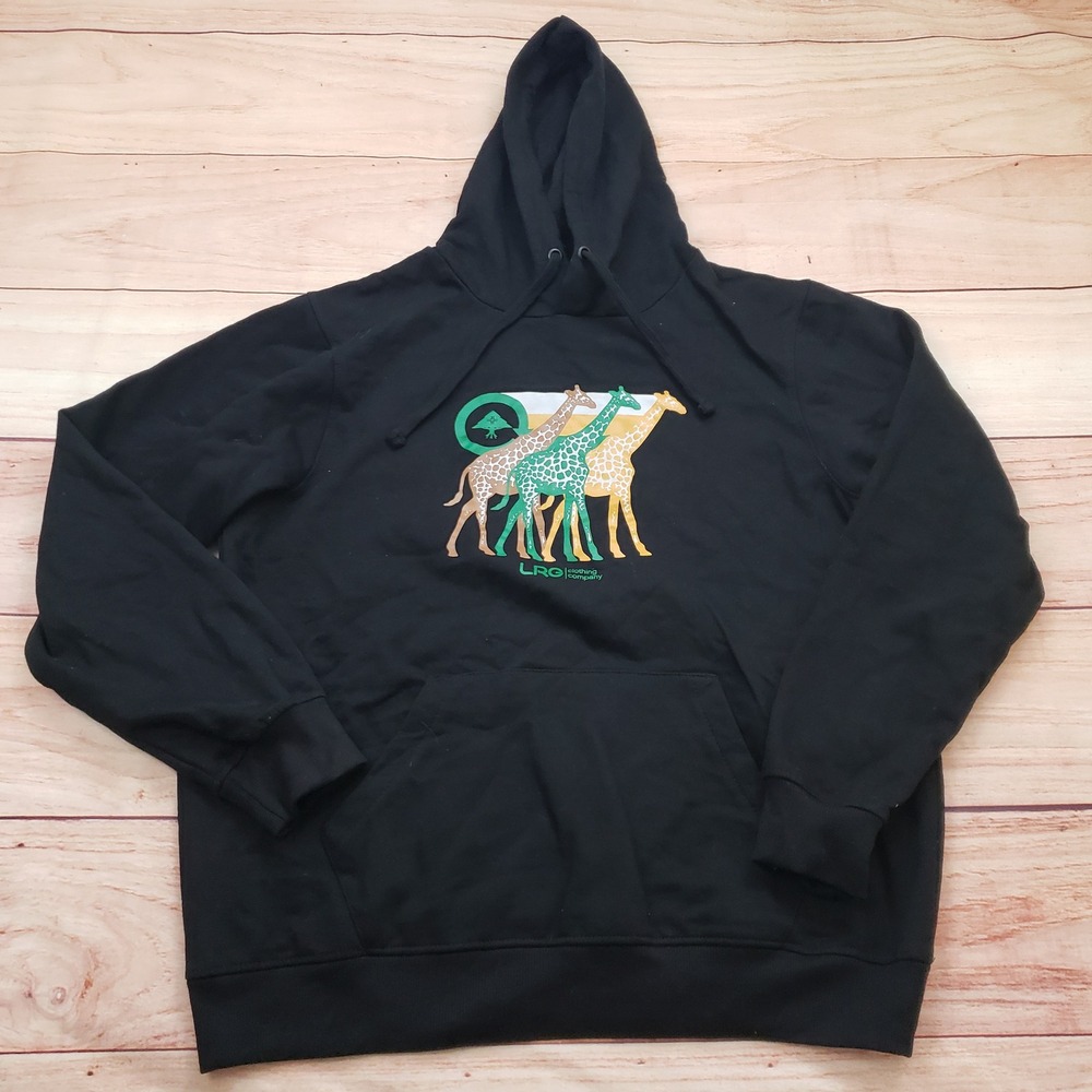 LRG Lifted Research Group Sweatshirt Mens Large Giraffe Black Hoodie Sweater
